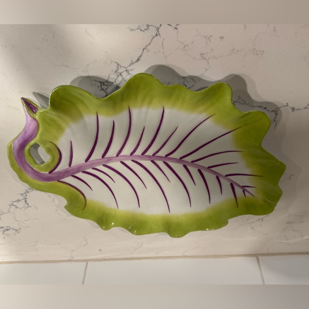 Global Views NEW Large Leaf Serving Dish